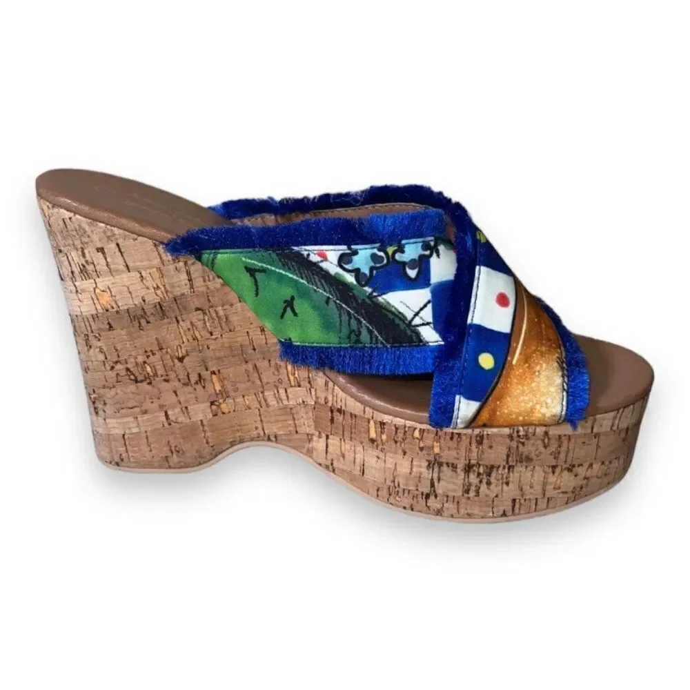 Antica Sartoria by‎ Giacomo Cinque Colorful Wedge Sandals Women's 10.5
